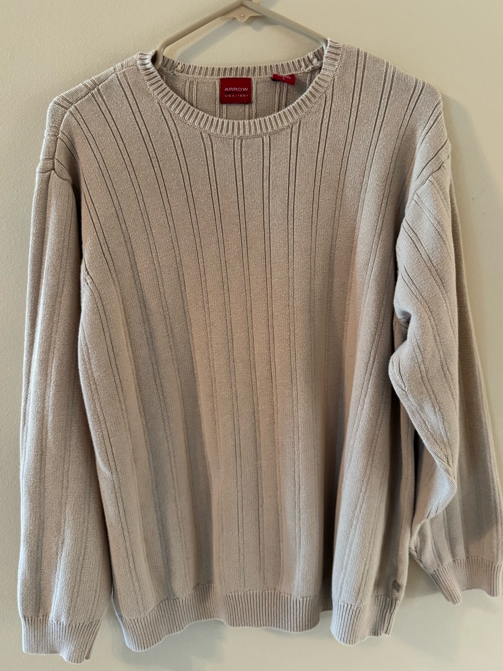 Arrow USA 1851 Tan Ribbed Crewneck Men’s Sweater